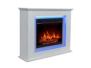 Electric Fireplace: Mantel Electric Fireplace with LED Light - White