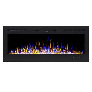 50" Electric Fireplace with Remote & Crystals - Wall Mount/Recessed