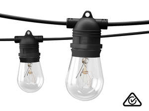 Festoon Lights: Fixed Socket Festoon Lights with Tungsten Bulbs - 12 m