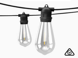 Festoon Lights: Fixed Socket Festoon Lights with ST64 LED Bulbs - 22 m