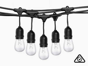 Suspended Socket Festoon Lights with Tungsten Bulbs - 12 m