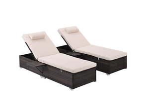 Outdoor Sale: Outdoor Sun Lounger Beige - Set of 2