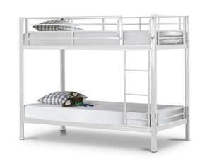 Bed Frames: Easy Fix White Metal Bunk with Bonnell Mattress Combo