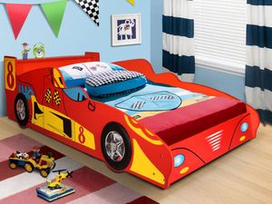 Bed Frames: T Supreme F1 Racing Car Bed Red with Bon15 Single