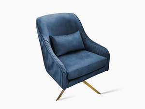 Occasional Chairs: Velvet Swivel Accent Chair - Navy