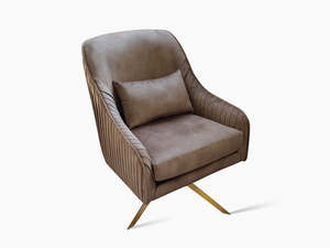 Occasional Chairs: Velvet Swivel Accent Chair - Light Brown