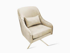 Velvet Swivel Accent Chair - Beige