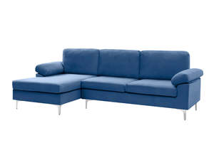 Pauline Velvet Sectional Sofa with Left Chaise Blue
