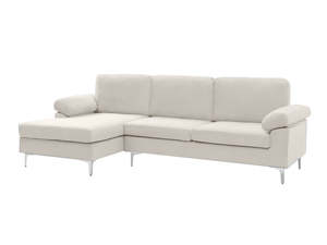 Pauline Velvet Sectional Sofa with Left Chaise Beige