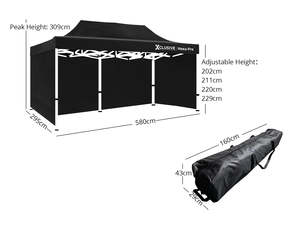 Gazebo Shade: Xclusive Gazebo D HEX 3x6m set BLACK with bonus wheel bag