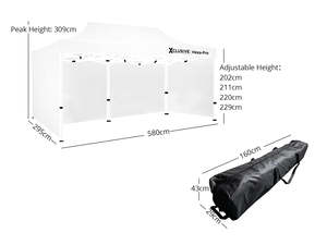 Gazebo D HEX 3x6m set WHITE with bonus wheel bag