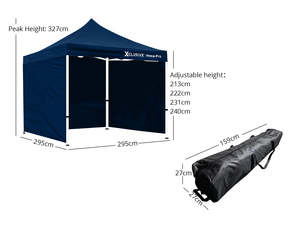 Gazebo D HEX 3x3m set NAVY with bonus wheel bag