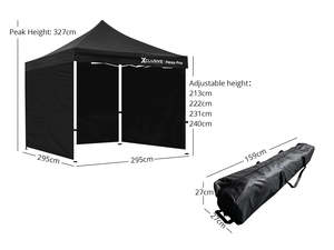 Gazebo D HEX 3x3m set BLACK with bonus wheel bag