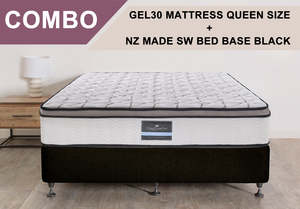 DS NZ Made SW Bed Base Black with Gel30 Mattress Combo - Queen