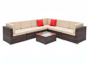 Outdoor Sale: Caelan 7-Piece Outdoor Set - Brown + Beige