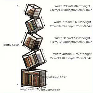 DS BS Geometric Stacking Bookshelf 183cm Tall Modern Carbon Steel Storage Rack