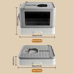 DS BS Foldable Cat Litter Box with Drawer, Enclosed Cat Toilet with Top Exit