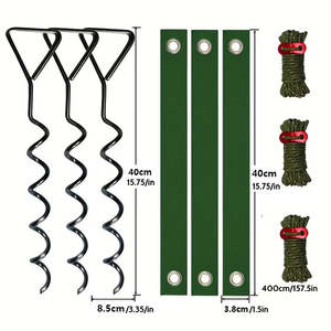 Kiwi Disable List: DS BS 9Pcs Metal Spiral Ground Anchor Kit 40cm with Reflective Tie Down Ropes