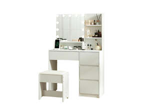 Best Sellers 1: Makeup Vanity Desk Set with Mirror & Light - White