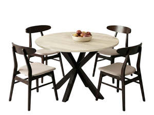 Elsie Round Dining Table - 110 cm & Fiesta Dining Chair Wenge - Set of 4 (Combo)
