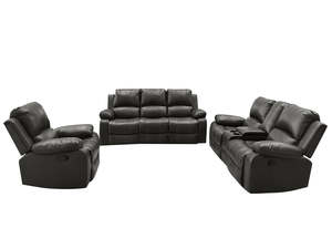 Evely Manual Recliner Sofa Set Brown