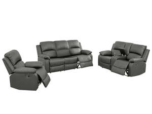 Evely Manual Recliner Sofa Set Grey