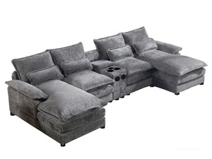Living Room: U-shaped Combination Sofa Chenille - Grey