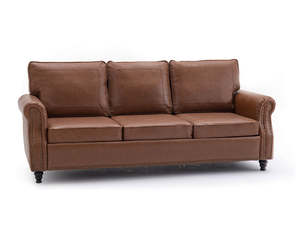 Living Room: Cassandra 3-seater Sofa PU - Coffee