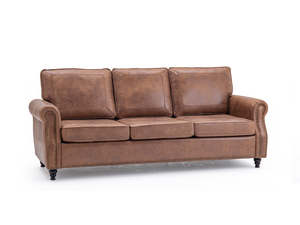 Cassandra 3-seater Sofa PU - Dark Brown