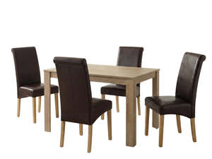 Skog Range: Skog Wooden Dining Table - 120 cm & Giesle PU Dining Chair Dark Brown - Set of 4