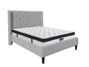 Zyber Test Discounted: New Lisbeth Bed Frame Grey & G31 Mattress - Double