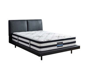 Priscilla PU Bed Frame Black & K34 Mattress - Queen
