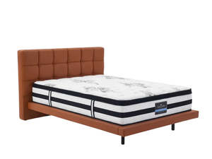 Kalyn PU Bed Frame Orange & K34 Mattress - Queen