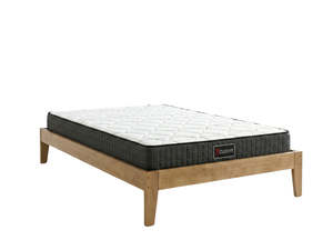 Sovo Bed Frame Oak & Xclusive Pocket Spring Mattress X20 - King Single