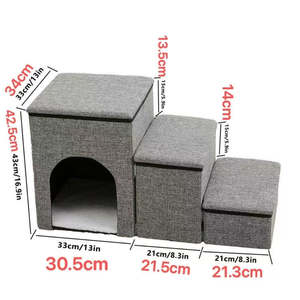 Kiwi Disable List: DS BS Foldable 3-Step Pet Stairs with Hidden Condo Storage