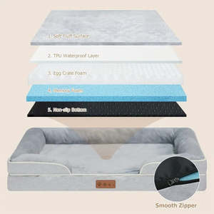 DS BS Orthopedic Memory Foam Dog Bed with Bolster Sides - 2XL