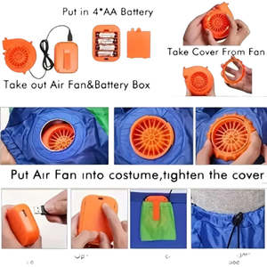 DS BS Inflatable Muscle T-Rex Costume – Brown Dinosaur Suit with Fan and Battery Box