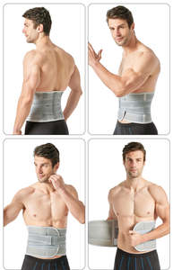 DS BS Adjustable Breathable Lumbar Back Brace Gray-L