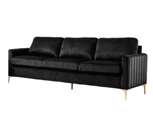 DS Velvet 3 Seater Sofa Black
