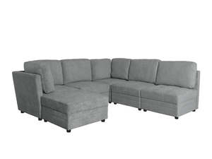 Living Room: Rory Sectional Sofa Set Linen Dark Grey