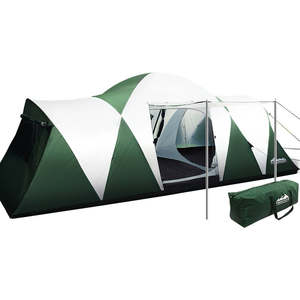 Gazebo Shade: Weisshorn Family Camping Tent 12 Person Hiking Beach Tents (3 Rooms) Green