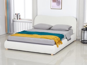 Bed Frames: Alva Boucle Queen Bed Frame - White