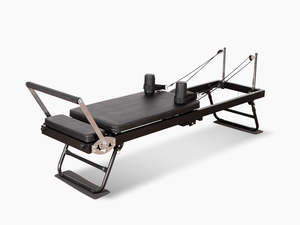 Foldable Pilates Reformer With Headrest - Black