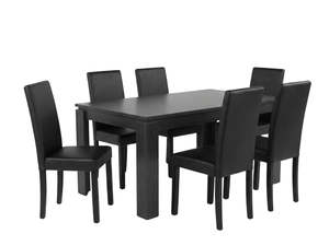 Manhattan Dining Table - 180 cm & Yvette PU Dining Chair x6 Black