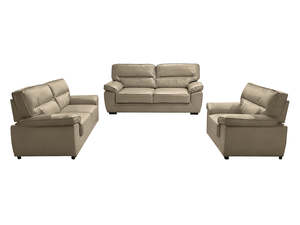 Living Room: Zonny 3PC Sofa Set PU - Taupe