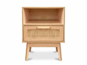 Bedside Table: Naturlig Double Storage Bedside Table
