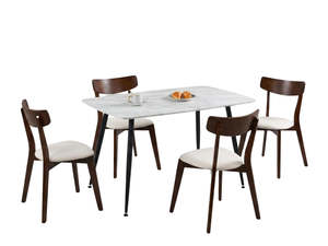 All: Fernando Dining Table with MDF Top - 120 cm & Iora Dining Chair Walnut - Set of 4