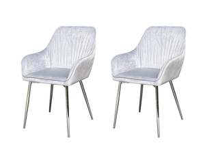 All: Ogden Velvet Dining Chair Silver -Set of 2