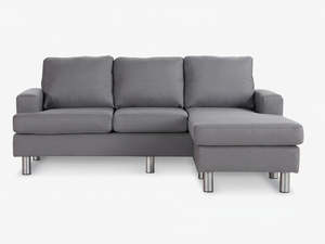 Living Room: Rymden Linen Sofa Set with Chaise - Grey
