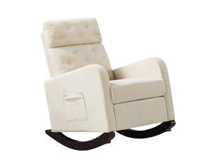 Zyber Excl Discounted: DS Sisco Velvet Rocker Chair - Beige